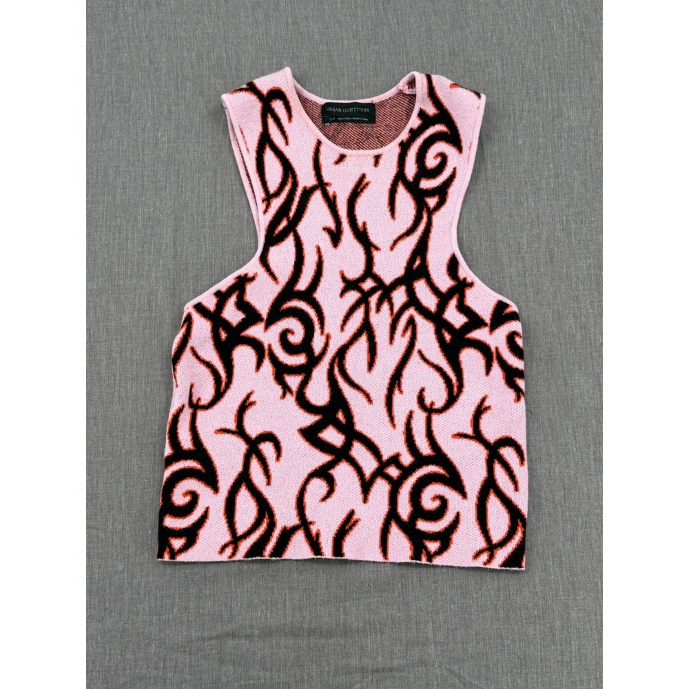 Urban Outfitters Pink Black Tribal Knit Tank Top Sleeveless Sweater Small